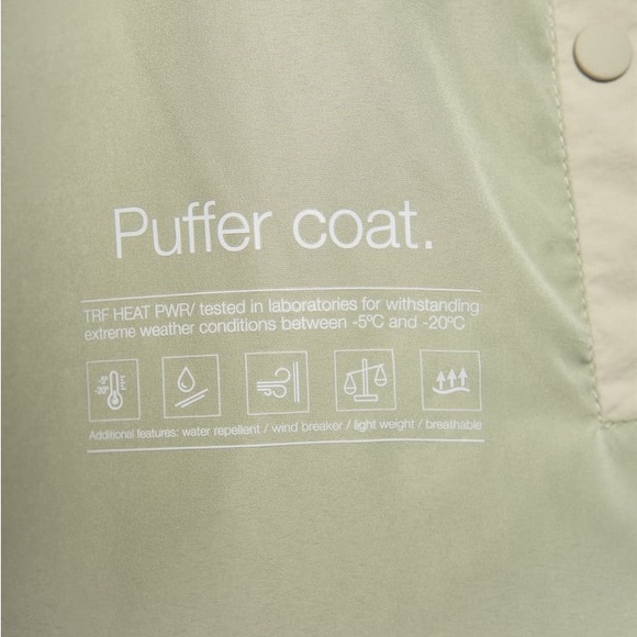 Zara Olive Green Water Repellent Puffer Jacket - Picture 7 of 7